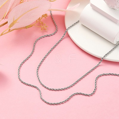 Tarnish Resistant 304 Stainless Steel Necklaces Unisex Rope Chain Necklaces NJEW-507L-10D-1