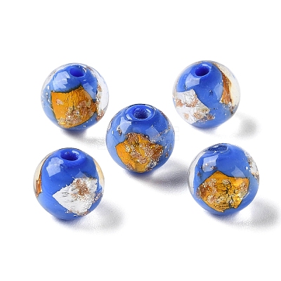 Handmade Gold & Silver Foil Lampwork Beads GLAA-G107-07A-05-1
