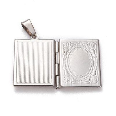 Tarnish Resistant 304 Stainless Steel Locket Pendants STAS-K197-02P-1