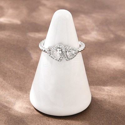 Brass Micro Pave Cubic Zirconia Cuff Open Rings for Women RJEW-C153-04P-1