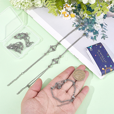 6Pcs 201 Stainless Steel Macrame Pouch Braided Gemstone Holder Bracelet Making BJEW-SC0001-72-1