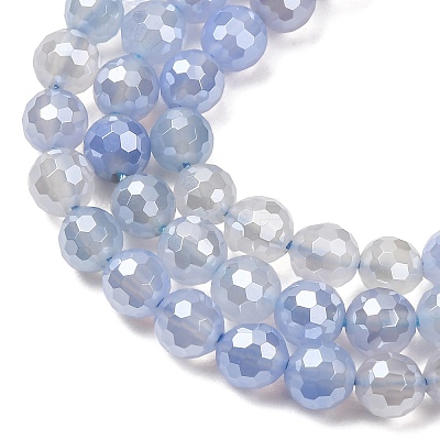 Electroplated Natural Agate Beads Strands G-B191-A07-6mm-16-1