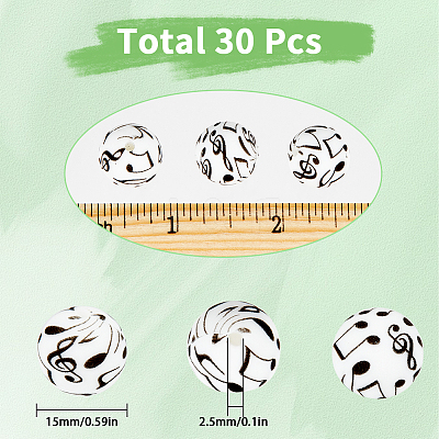 30Pcs Printed Silicone Focal Beads SIL-SC0001-73-1