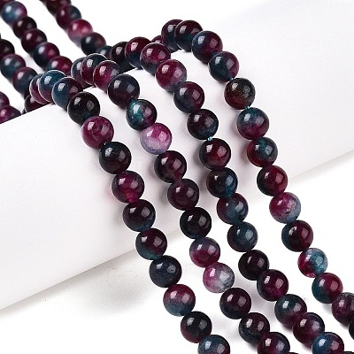 Dyed Natural White Jade Beads Strands G-T138-6mm-210-2-1