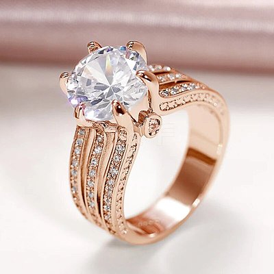 Brass Micro Pave Cubic Zirconia Finger Rings for Women FS-WGB56BB-17-1