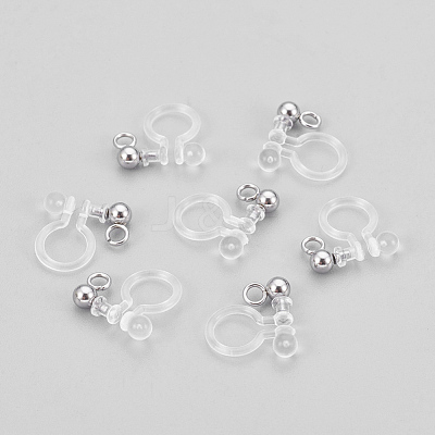 304 Stainless Steel and Plastic Clip-on Earring Findings STAS-P208-01P-1