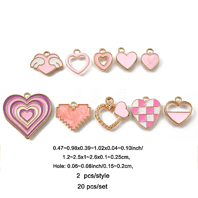 20Pcs 10 Styles Alloy Enamel Pendants ENAM-FP0002-33-1