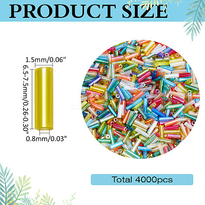 4000Pcs Transparent Colours Rainbow Glass Round Bugle Beads SEED-ME0001-24-1