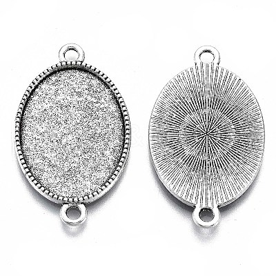 Tibetan Style Oval Alloy Cabochon Connector Settings LS-TIBE-Q038-002B-AS-RS-1