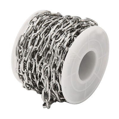 Tarnish Resistant 304 Stainless Steel Textured Oval Link Chains CHS-K017-01P-1