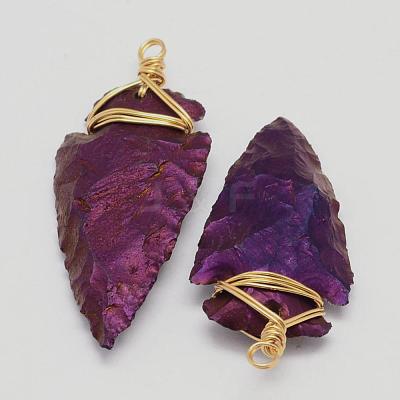 Electroplated Quartz Crystal Big Pendants G-G908-03G-1