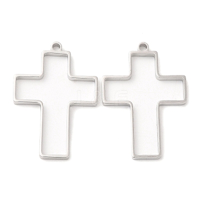 Non-Tarnish 304 Stainless Steel Open Back Bezel Cross Pendants STAS-Z040-08P-1