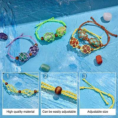 12Pcs Adjustable Braided Nylon Cord Macrame Pouch Bracelet Making AJEW-SW00010-05-1