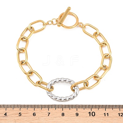 Two-Tone 304 Stainless Steel Cable Chain Bracelets BJEW-T023-03GP-1