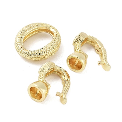 Brass Micro Pave Clear Cubic Zirconia Fold Over Clasps KK-M326-01G-1