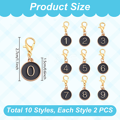 20Pcs 10 Styles Alloy Enamel Pendant Locking Stitch Markers HJEW-PH02072-1
