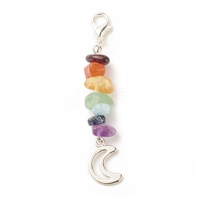 Chakra Theme Natural Gemstone Pendant Decorations HJEW-JM00645-02-1