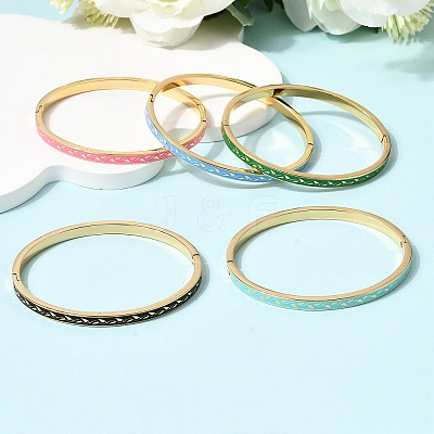 304 Stainless Steel Enamel Bangles BJEW-D408-36G-1
