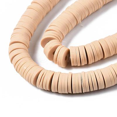 Flat Round Handmade Polymer Clay Beads CLAY-R067-10mm-53-1