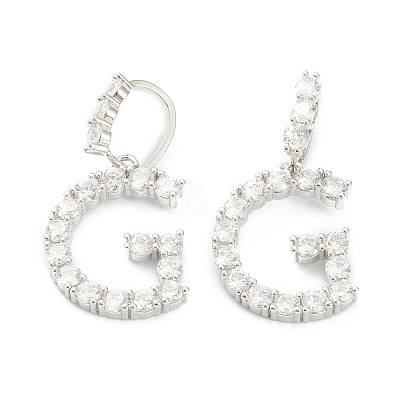 Brass Micro Pave Clear Cubic Zirconia Pendants ZIRC-J039-18P-G-1