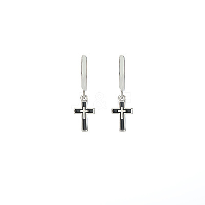 304 Stainless Steel Enamel Hoop Dangle Earrings for Men WGB7547-01-1