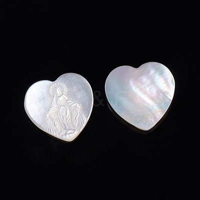 Natural White Shell Cabochons for Religion SSHEL-D083-02-1