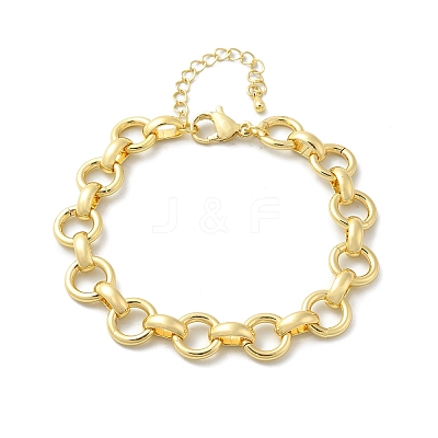 Brass Ring Link Chain Bracelets for Women Men BJEW-K273-07G-1