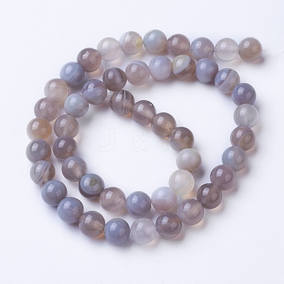 Natural Grade A Striped Agate/Banded Agate Beads Strands G-E479-01-8mm-1