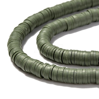 Flat Round Handmade Polymer Clay Beads CLAY-R067-6.0mm-51-1