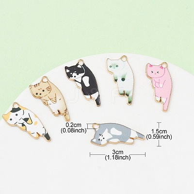 10Pcs 5 Style Printed Alloy Pendants ENAM-YW0003-61-1