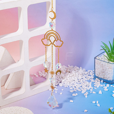1Pc Faceted Glass Sun Catcher Pendant Decorations AJEW-TA0002-91-1
