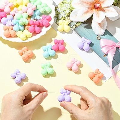 28Pcs 7 Colors Cherry Food Grade Eco-Friendly Silicone Focal Beads SIL-CJ0003-19-1