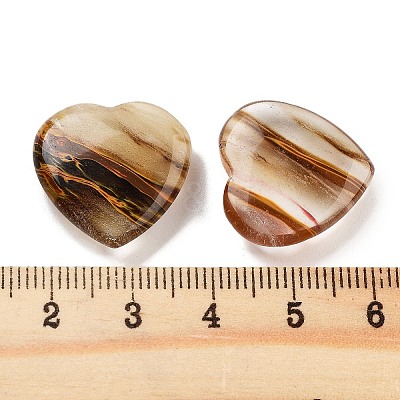 Heart Tigerskin Glass Palm Stones G-C134-06A-04-1