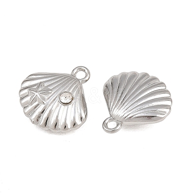 304 Stainless Steel with Crystal Rhinestone Charms RB-CBABFDA-11F-P-1