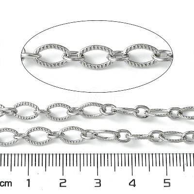 Tarnish Resistant 304 Stainless Steel Textured Oval Link Chains CHS-K018-02P-1