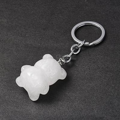 Natural Quartz Crystal Pendant Keychains KEYC-P011-02P-12-1