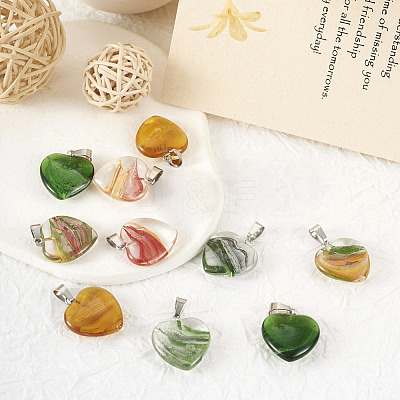 10Pcs 5 Colors Transparent Glass Pendants GLAA-TA0001-73-1
