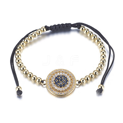 Adjustable Brass Braided Beaded Bracelets LS-BJEW-F282-29G-RS-1
