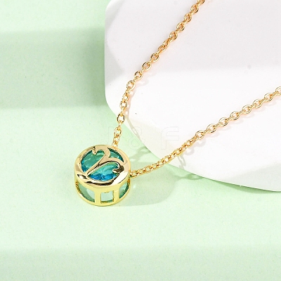 Brass Pave Cubic Zirconia Birth Stone Constellation Pendant Cable Chain Necklaces NJEW-D334-01G-07-1