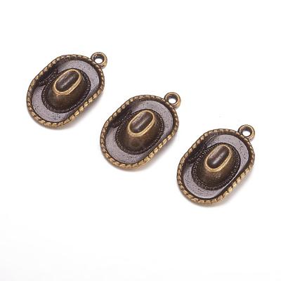 Tibetan Style Alloy Hat Pendants TIBEP-1023-AB-FF-1