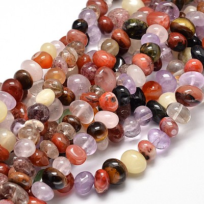 Mixed Natural Gemstone Nuggets Bead Strands X-G-J337-14-1