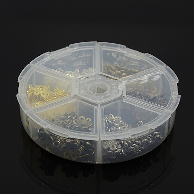 1 Box 6 Color Tibetan Style Alloy Flower Bead Caps TIBE-X0010-RS-B-1