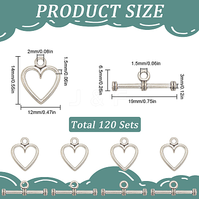 120Pcs Tibetan Style Alloy Toggle Clasps FIND-SP0001-58-1