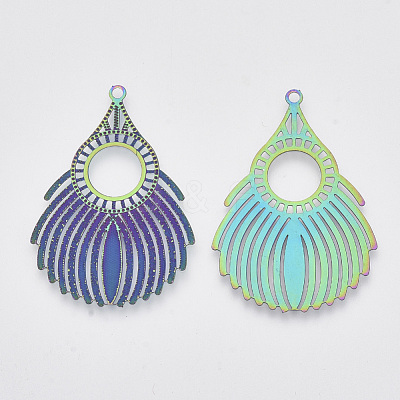 Ion Plating(IP) 304 Stainless Steel Filigree Pendants STAS-R102-19-1