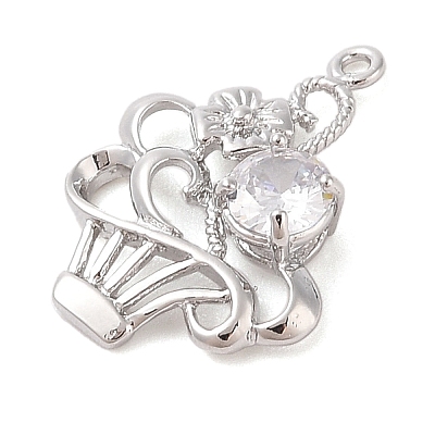 Brass Inlay Clear Glass Pendants KK-S388-30P-1