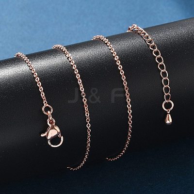 Brass Cable Chain Necklaces Making MAK-P011-01RG-1