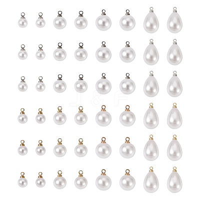 48Pcs 8 Style Acrylic Imitation Pearl Charms OACR-TA0001-09-1