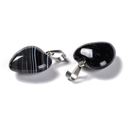 Natural Dyed & Heated Black Agate Pendants G-I311-A16-1