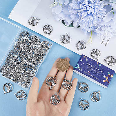 60Pcs Tibetan Style Alloy Howling Wolf Pendants TIBEP-SC0002-66-1