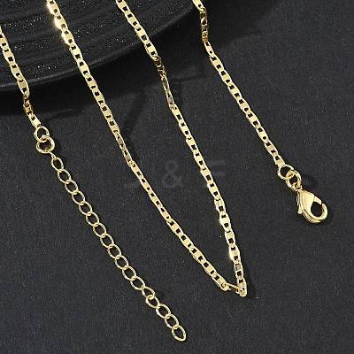 2MM Brass Mariner Link Chain Necklaces for Women KK-CBA2293-15G-1
